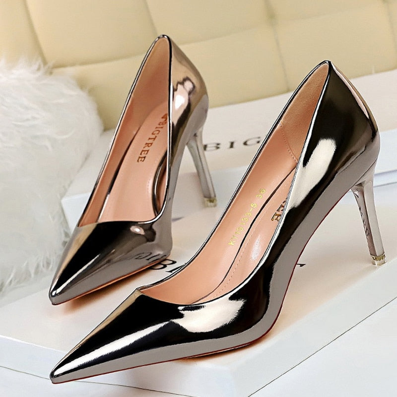 Patent Leather High Heels Wedding Shoes  Stiletto