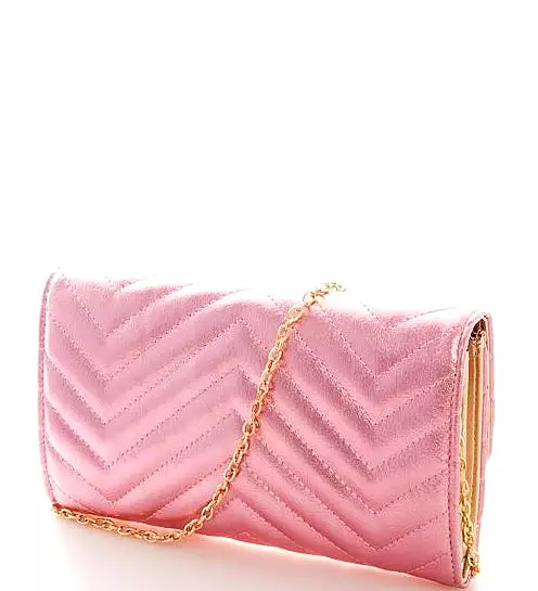 Pink Glossy Chevron Purse