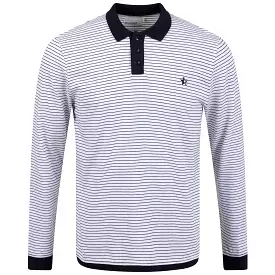 Play Well LS Polo Off White/Deep Navy Pin Stripe - SS23