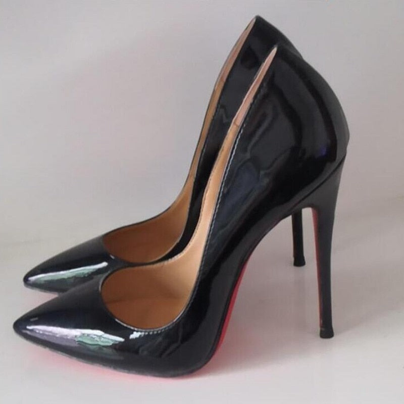 Pointed Toe Black Thin High Heel Wedding Shoe