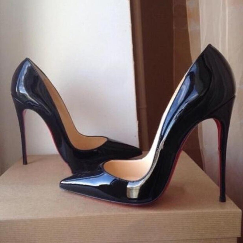 Pointed Toe Black Thin High Heel Wedding Shoe