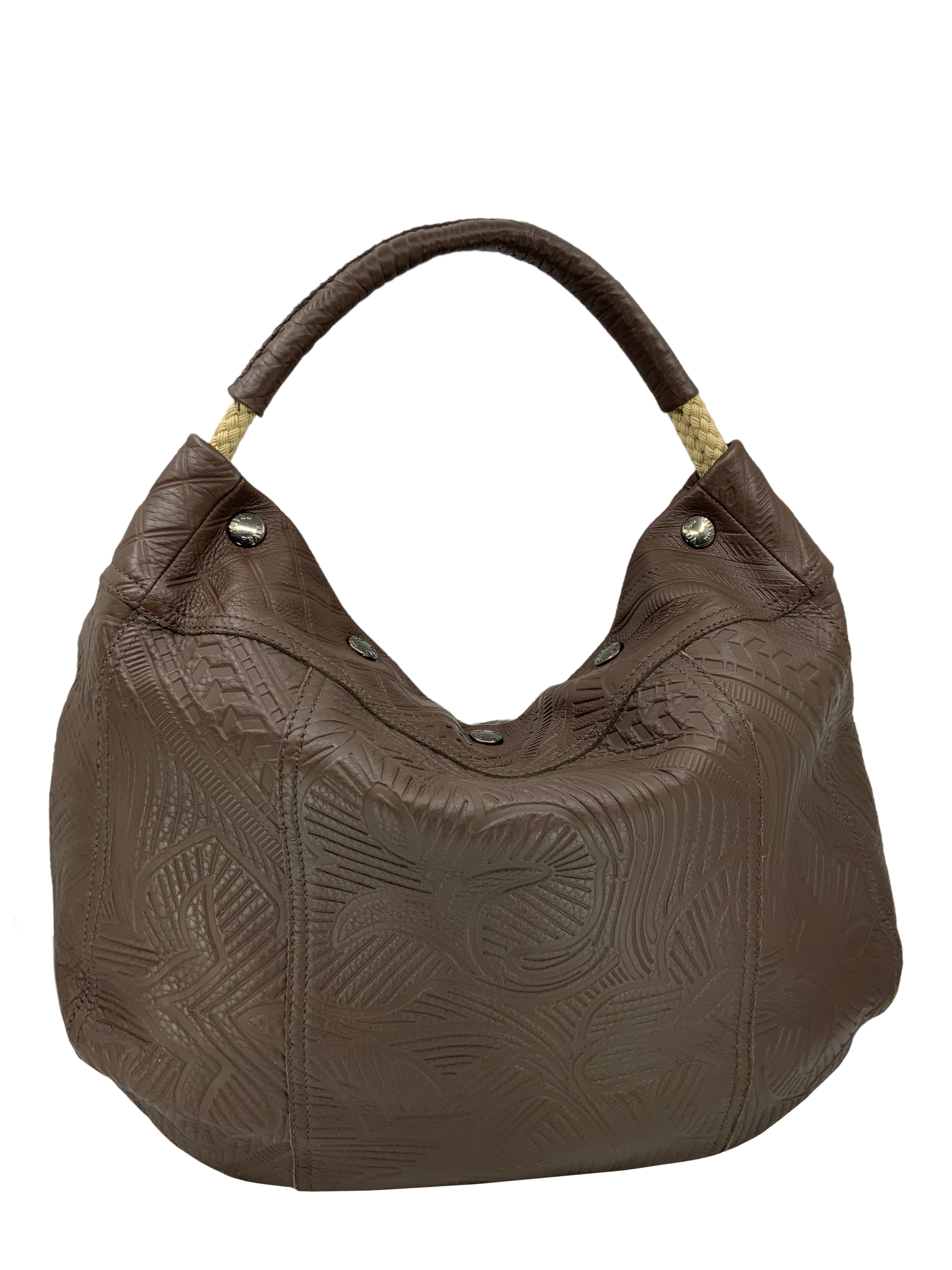 Prada Embossed Leather Large Hobo Bag