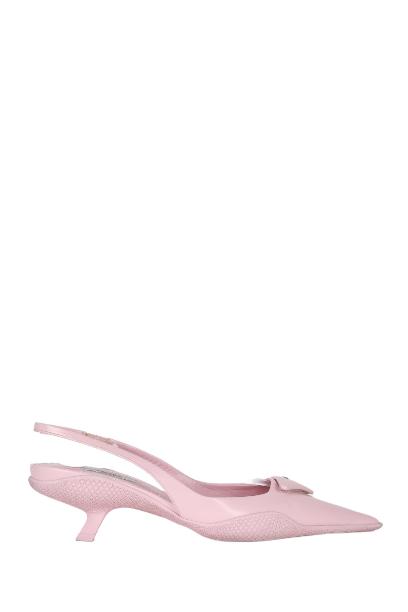 Prada Pink Leather Pointed Toe Slingback Kitten Heels Size 38