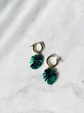 Punkwasp Earrings - Green Monstera