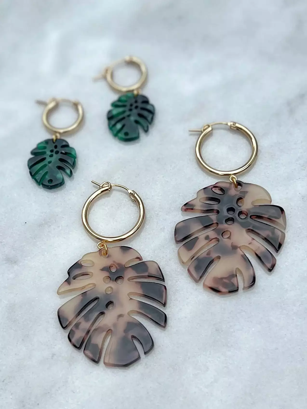 Punkwasp Earrings - Green Monstera