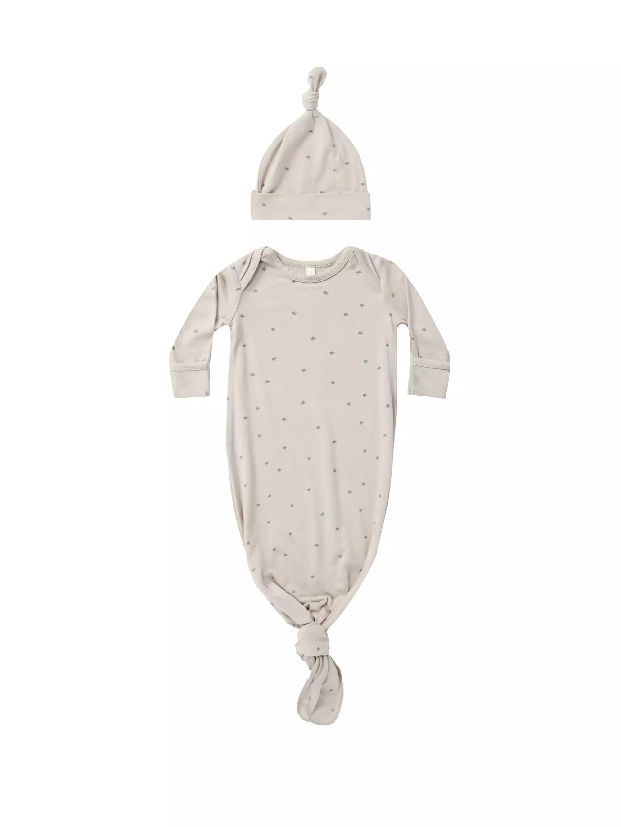 Quincy Mae - Stars Knotted Baby Gown + Hat Set