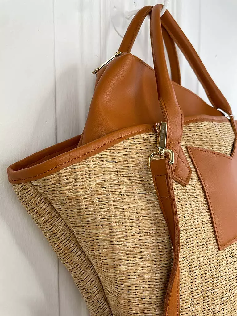 Rattan Bucket Bag - Tan