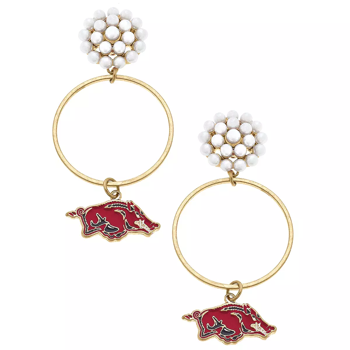 Razorback Jewelry | Arkansas Razorback Pearl Hoop Earrings