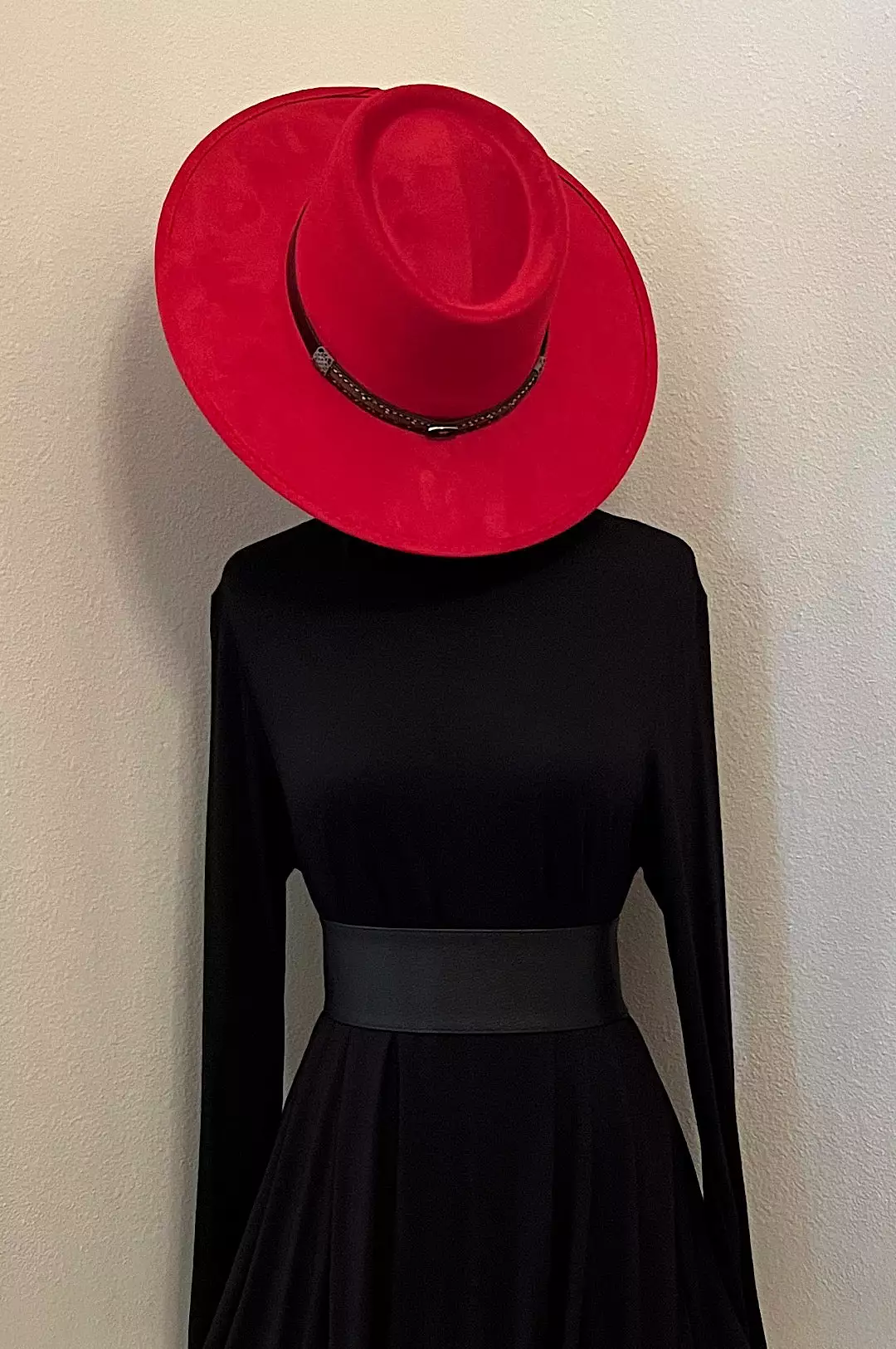 Red Faux Suede Rancher Style Hat