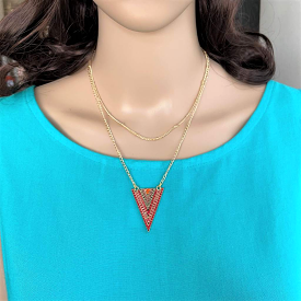 Red Triangle Gold Layered Necklace