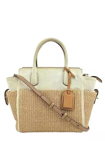 Reed Krakoff Atlantique Straw Leather Colorblock Tote Bag