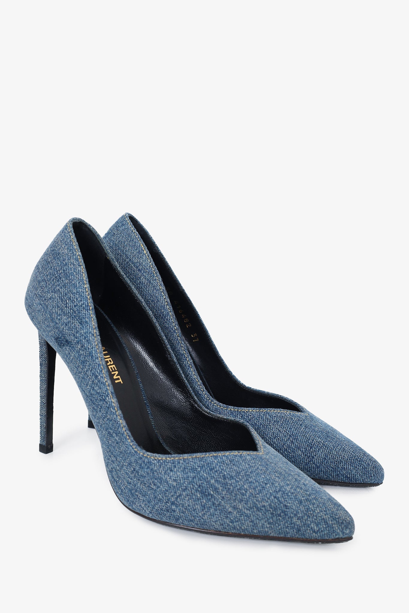 Saint Laurent Blue Denim Pointed Toe Heels Size 37