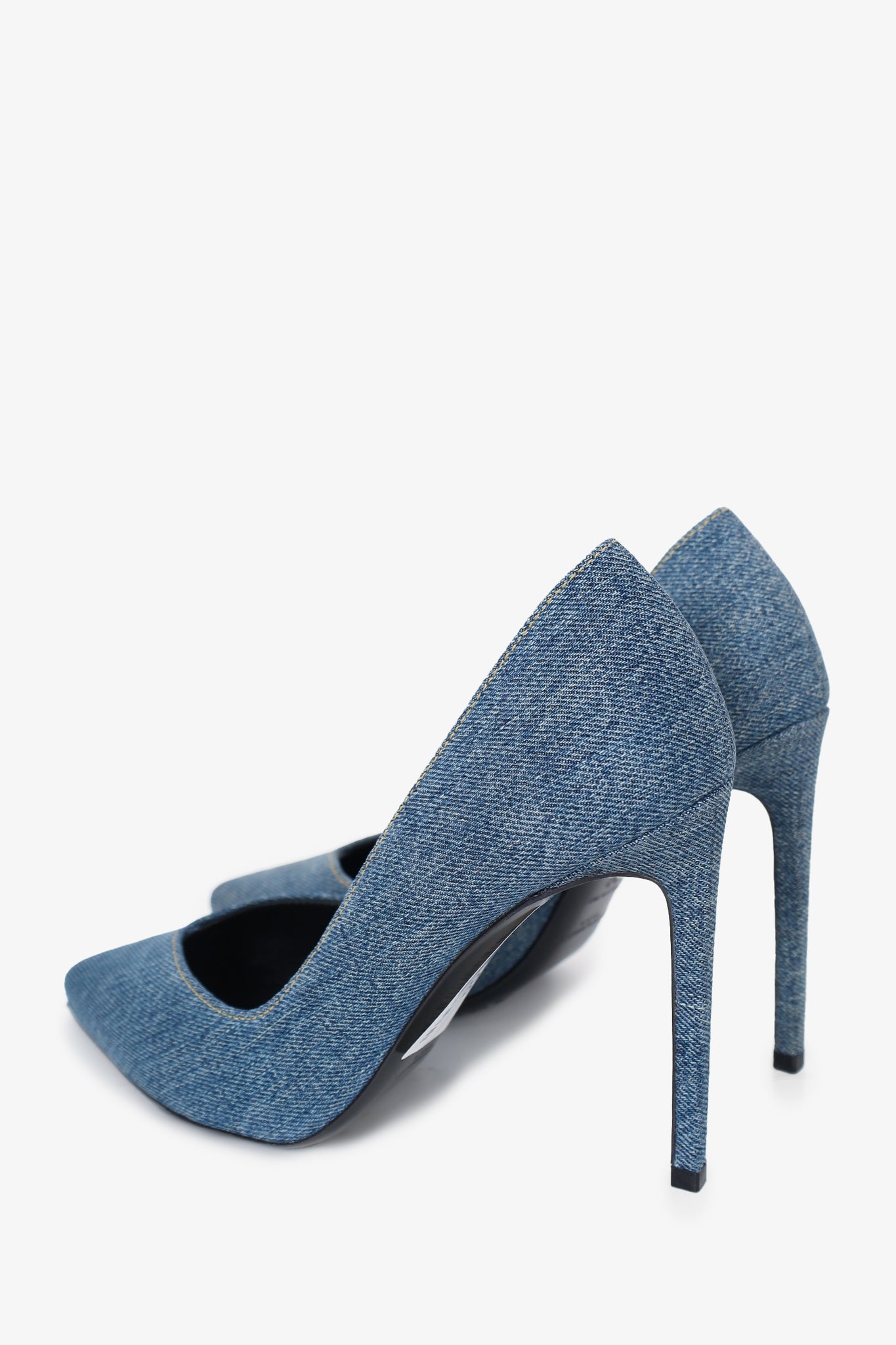 Saint Laurent Blue Denim Pointed Toe Heels Size 37