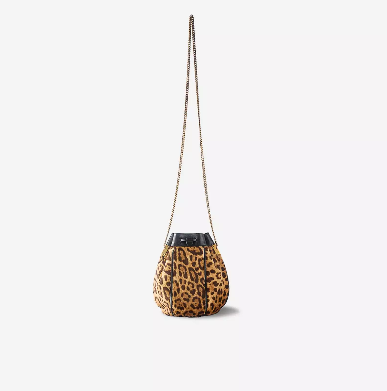 SAINT LAURENT - TALITHA LÉOPARD PRINT FUR BUCKET BAG