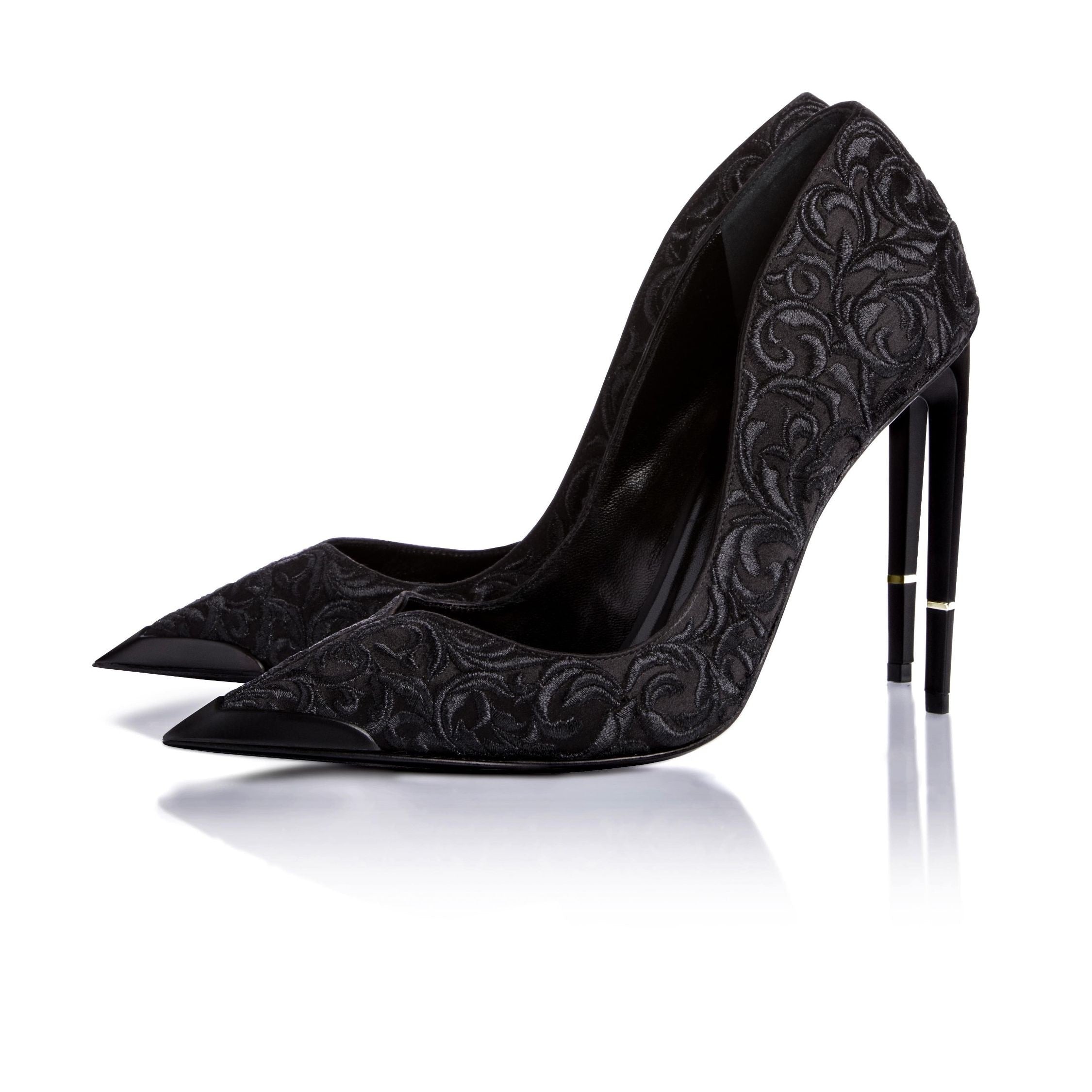 Silk Embroidered Pointed Toe High Heels Pumps