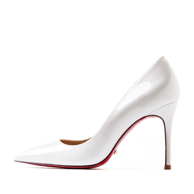 Silver Luxury Brand Women Red Pumps Pointed Toe Thin Heel High Heels