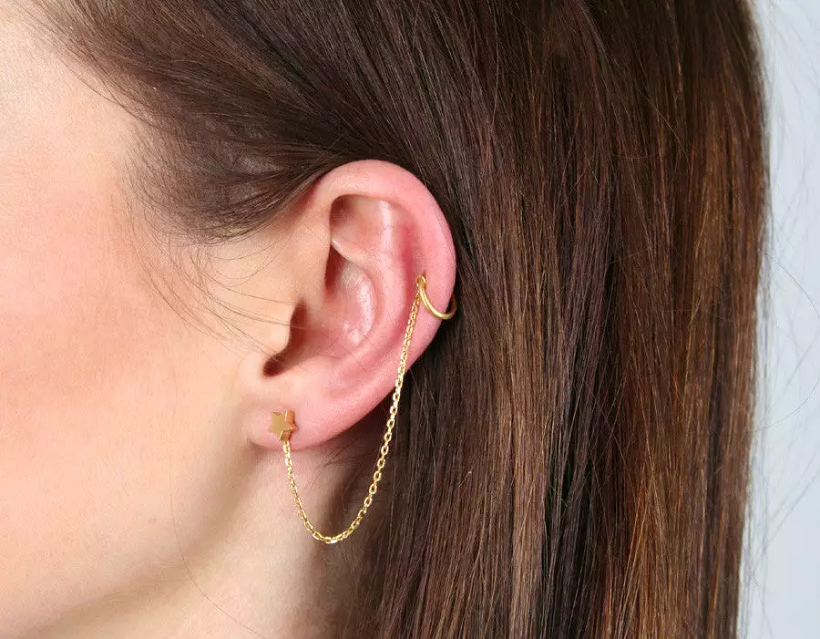 Star Earring, Matte Gold