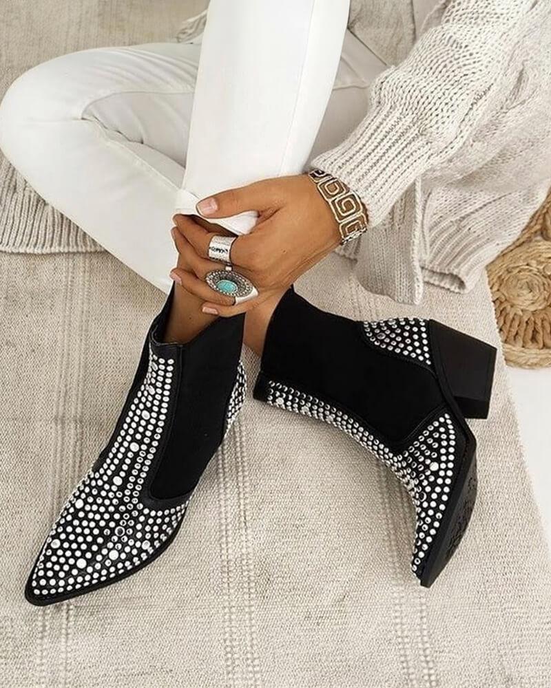 Studded Pointed Toe Boots