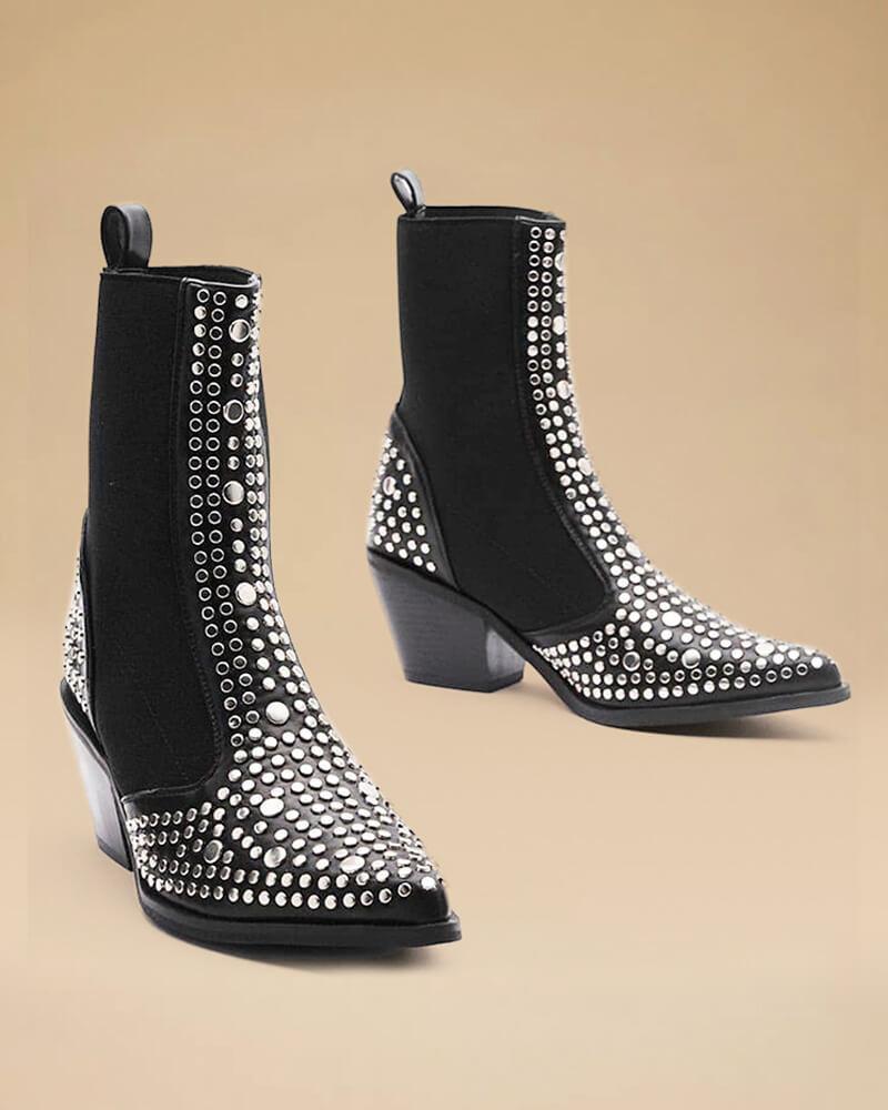 Studded Pointed Toe Boots