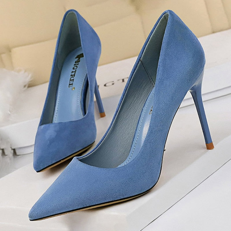 Suede High Heels Stiletto Party Shoes Female Comfort Women Heels