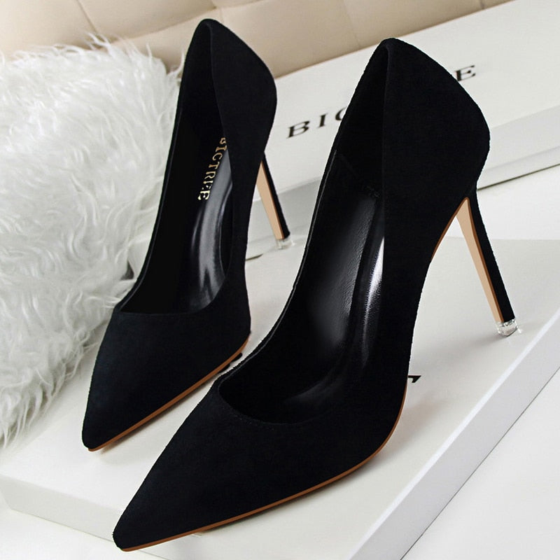 Suede High Heels Stiletto Party Shoes Female Comfort Women Heels