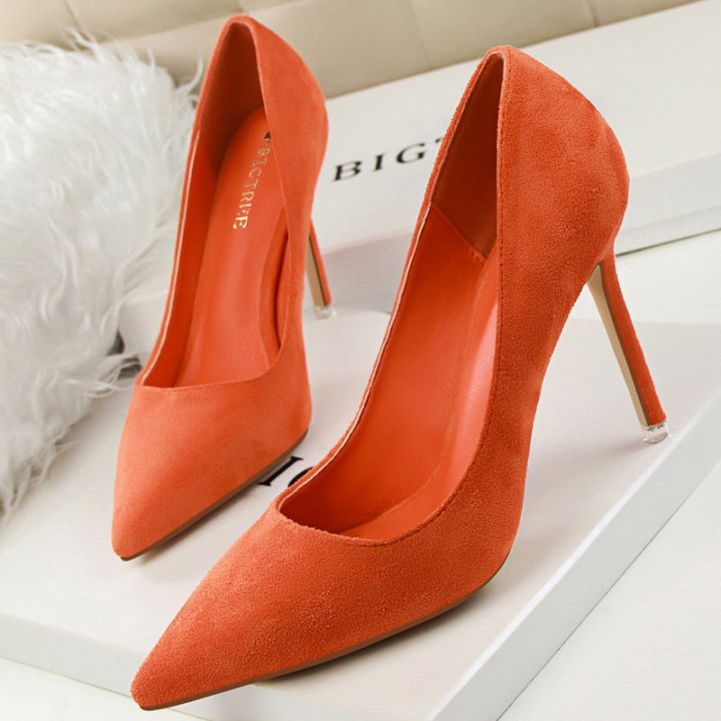 Suede High Heels Stiletto Party Shoes Female Comfort Women Heels