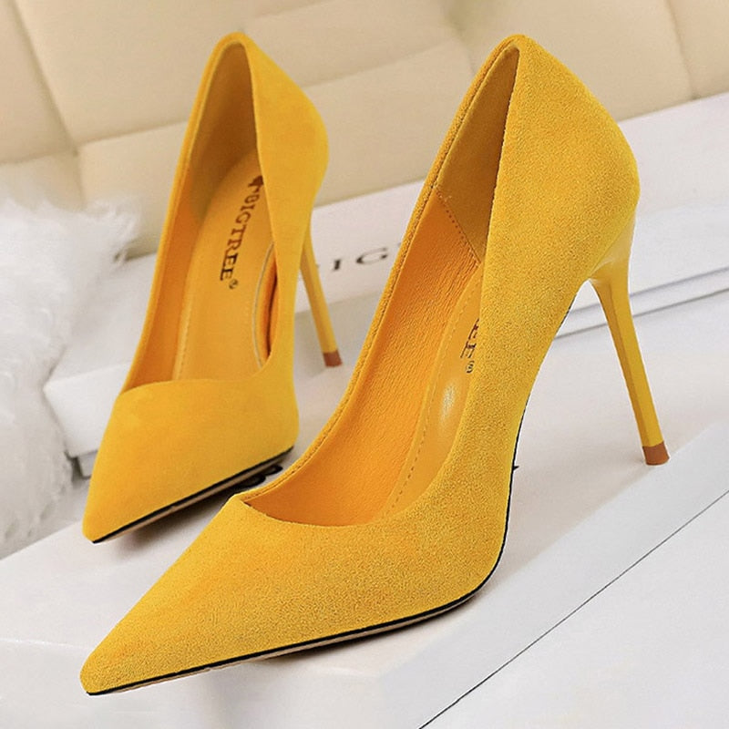 Suede High Heels Stiletto Party Shoes Female Comfort Women Heels