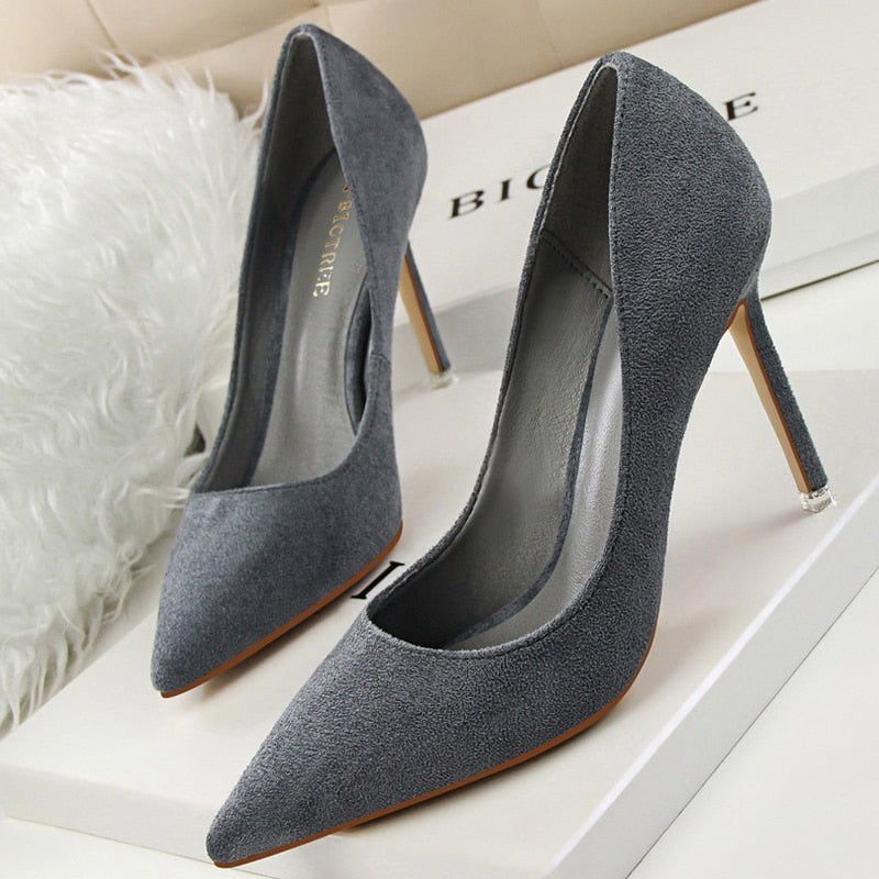 Suede High Heels Stiletto Party Shoes Female Comfort Women Heels