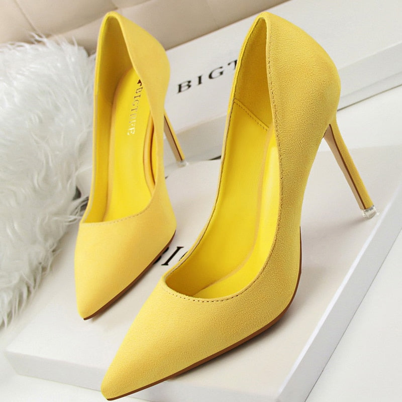 Suede High Heels Stiletto Party Shoes Female Comfort Women Heels