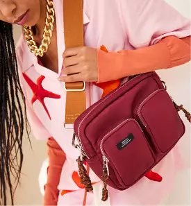 The Messenger Recycled Nylon Pocket Bag | Rusty Magenta