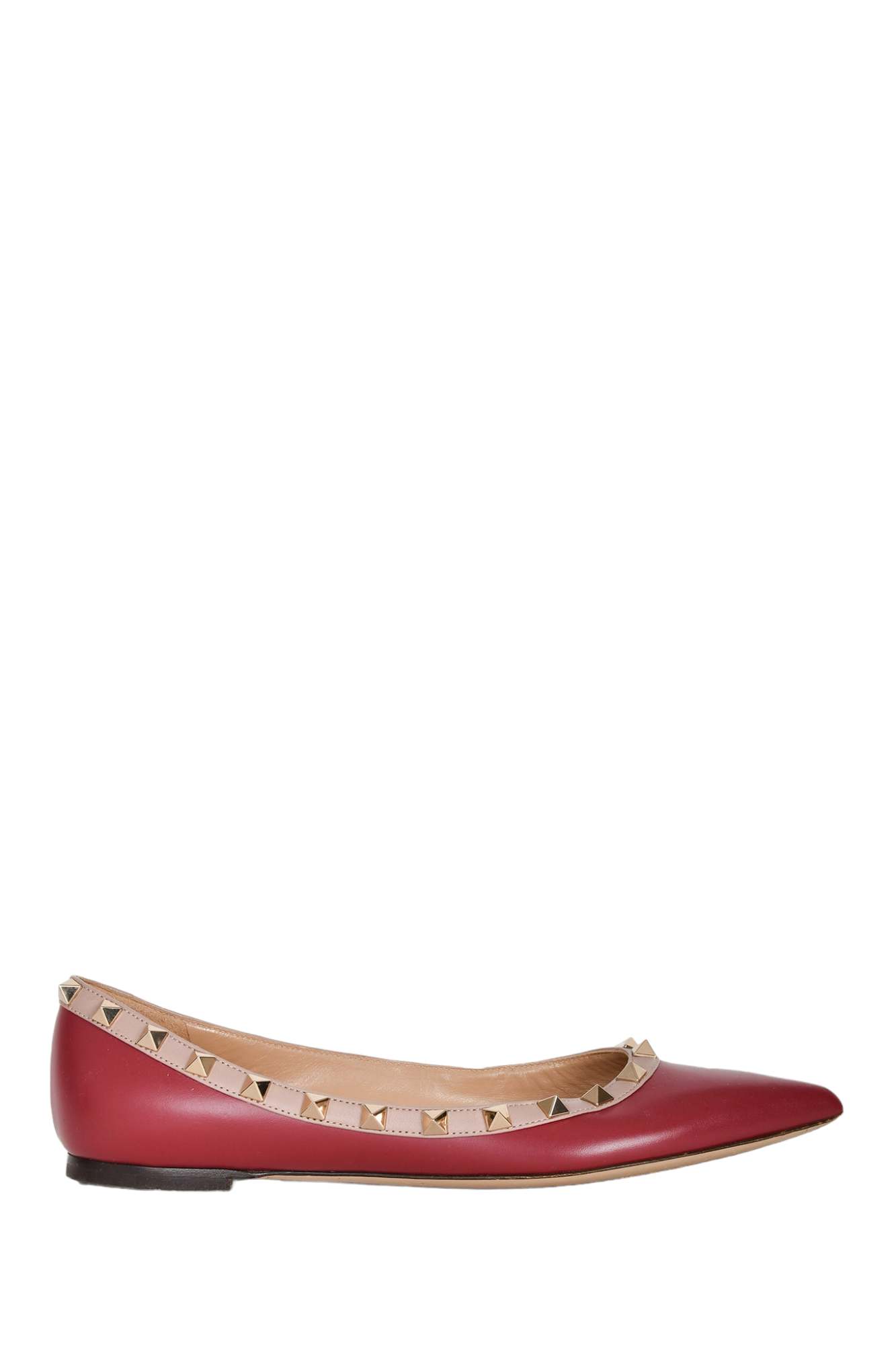 Valentino Red/Beige Rockstud Pointed Toe Flat Size 37