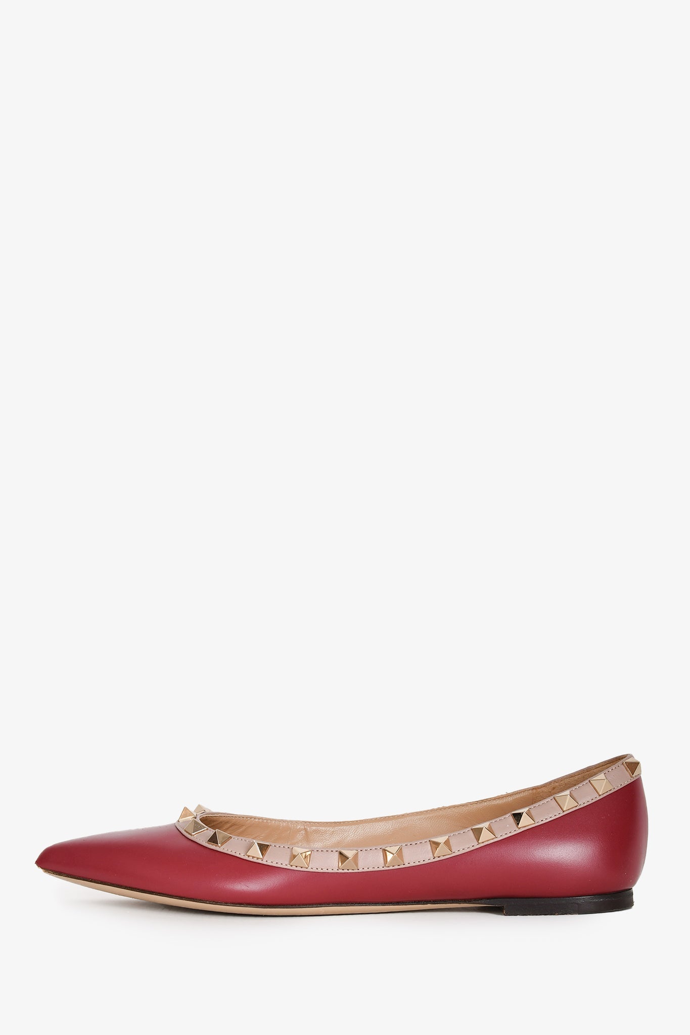 Valentino Red/Beige Rockstud Pointed Toe Flat Size 37