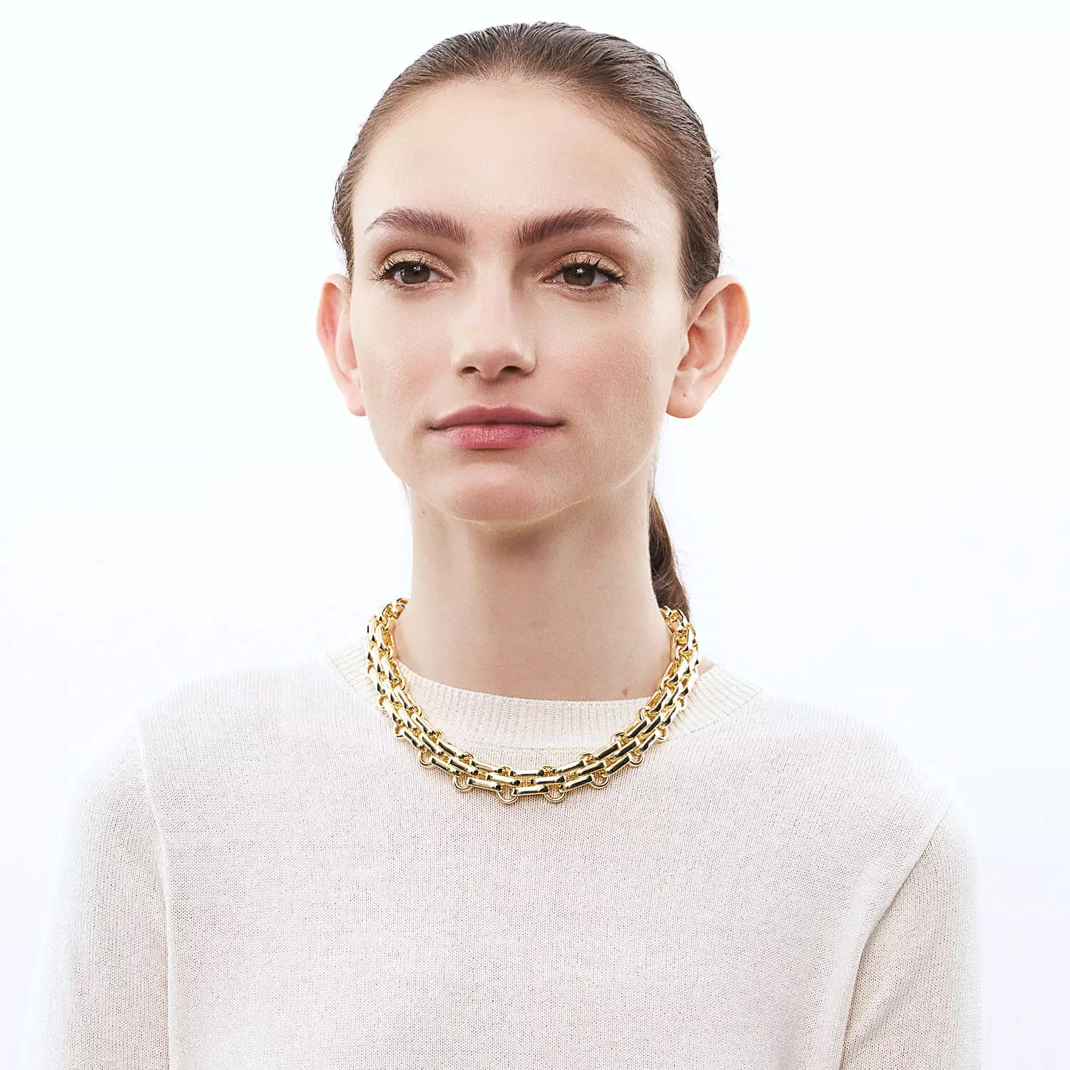 Vanessa Baroni Gold Three Layered Necklace