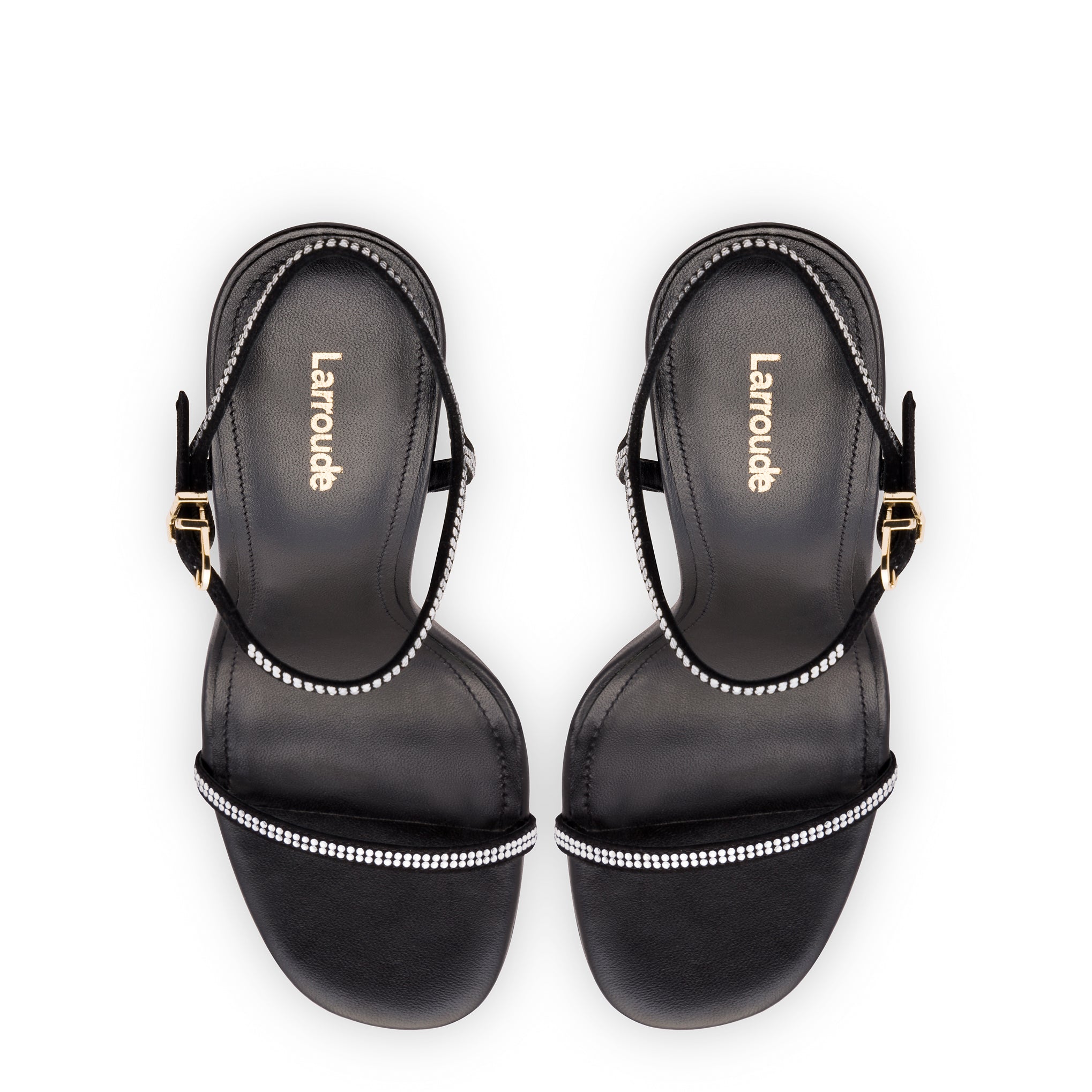 Venus Crystal Sandal In Black Leather