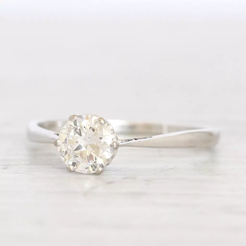 Vintage 0.70 Carat Transitional Cut Diamond Solitaire