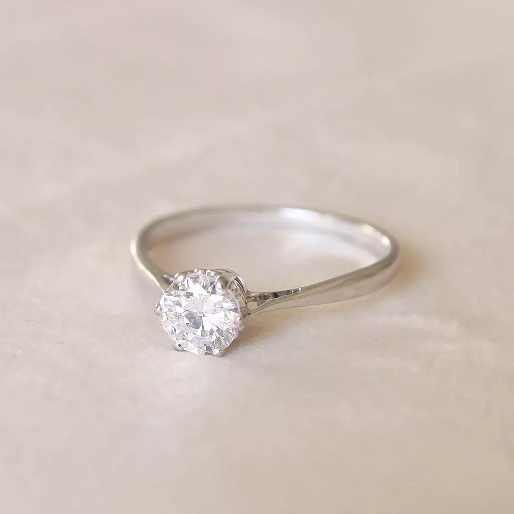 Vintage 0.70 Carat Transitional Cut Diamond Solitaire