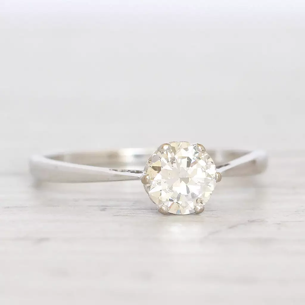 Vintage 0.70 Carat Transitional Cut Diamond Solitaire