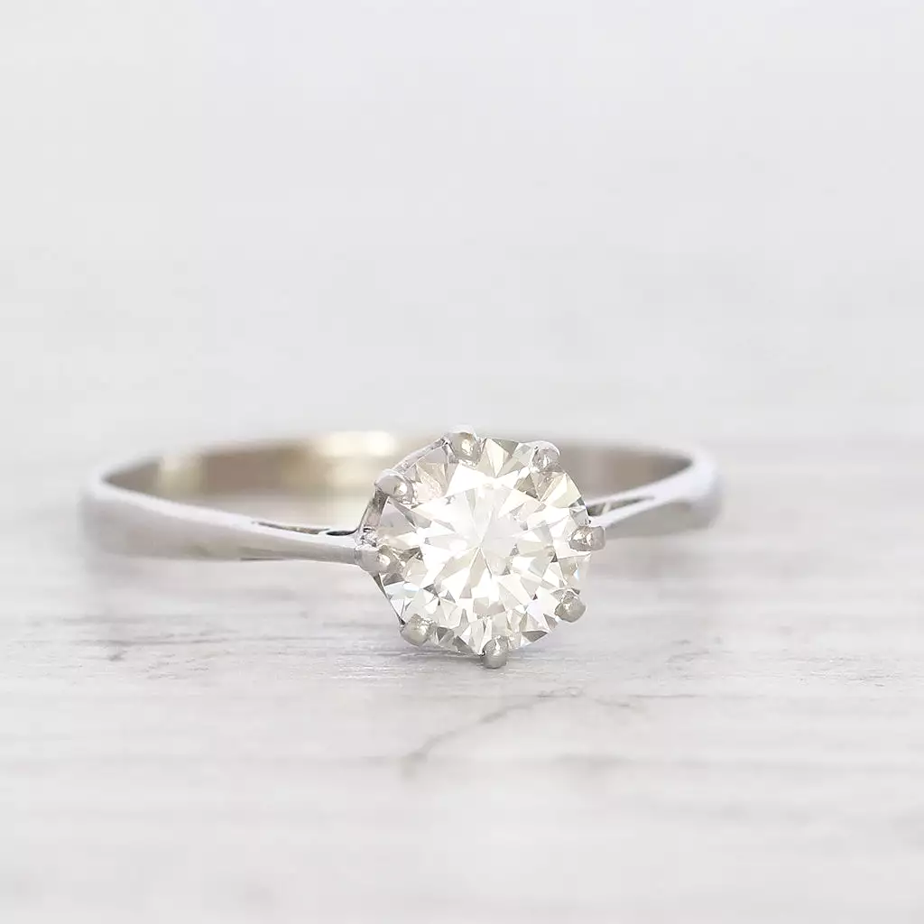 Vintage 0.95 Carat Brilliant Cut Diamond Solitaire