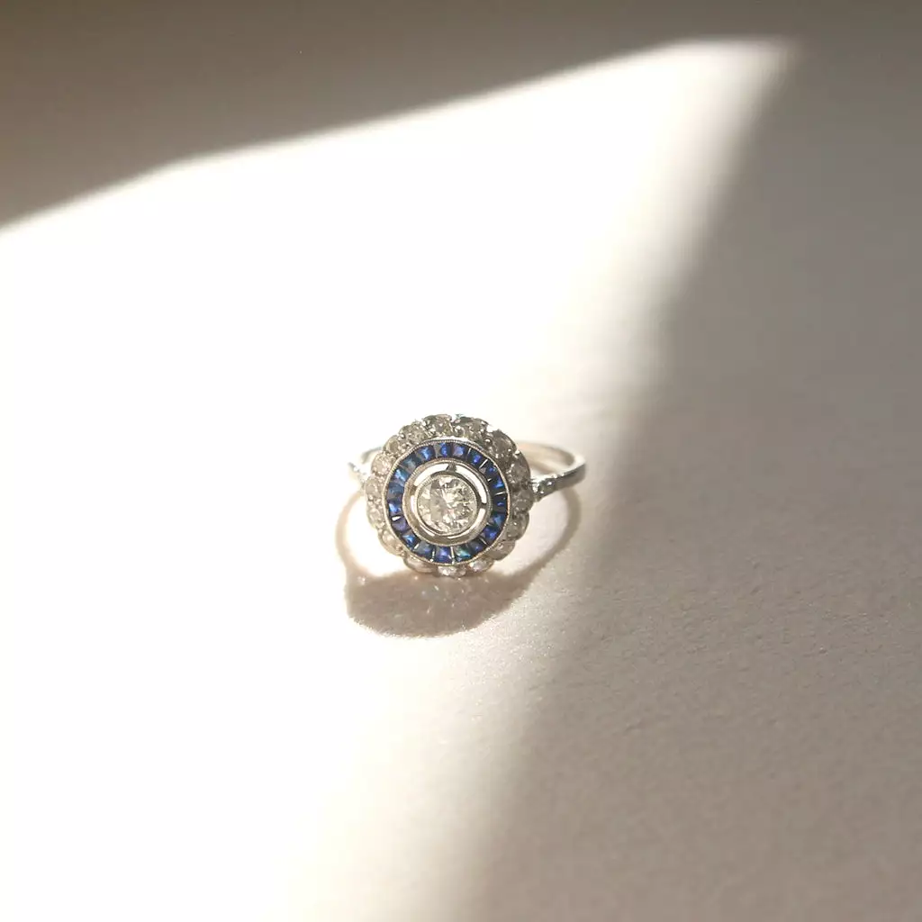 Vintage Brilliant Cut Diamond and Sapphire Target Cluster