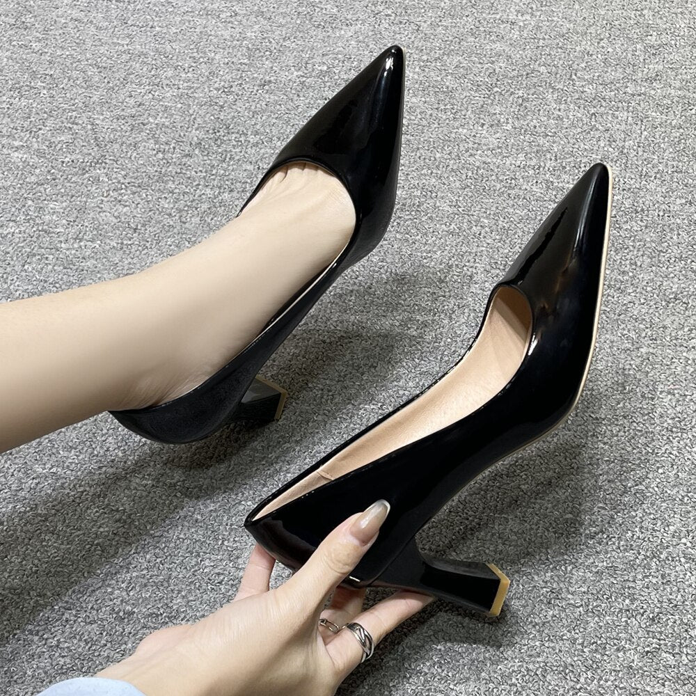 White Black Red Gold High Heels Shoes Women Fashion Pointed Toe Office Party Work Dress Pumps