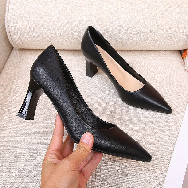 White Black Red Gold High Heels Shoes Women Fashion Pointed Toe Office Party Work Dress Pumps