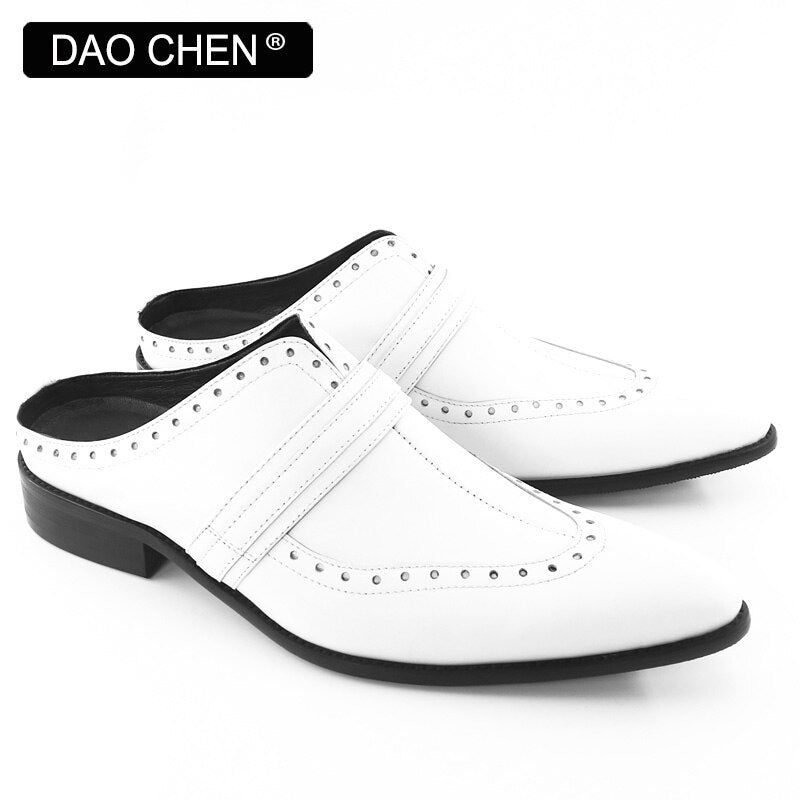 WHITE POINTED TOE CASUAL  BREATHABLE COMFORTABLE LEATHER SHOES