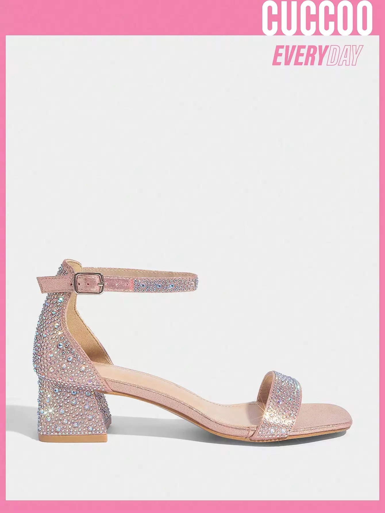 Woman Shoes Fashionable Champagne Metallic Full Diamond Classic Style Low Heel Comfortable Sandals For Spring And Summer