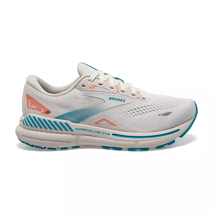 Women's Brooks Adrenaline GTS 23, Coconut/Papaya/Blue, 6.5 B Medium